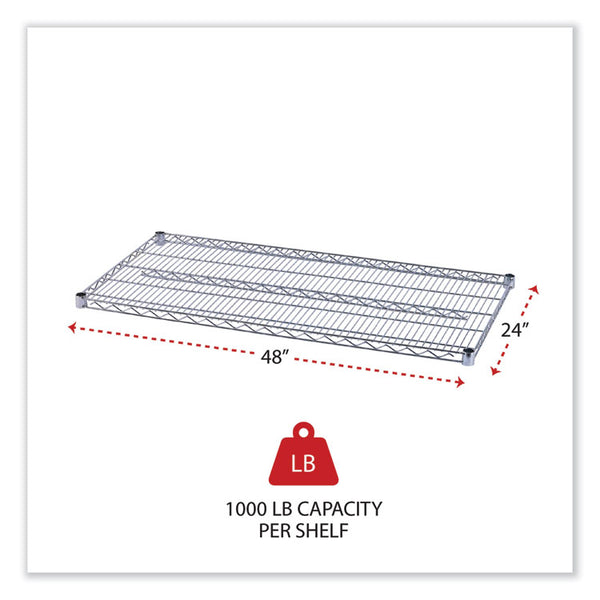 Alera® Industrial Wire Shelving Extra Wire Shelves, 48w x 24d, Silver, 2 Shelves/Carton (ALESW584824SR)