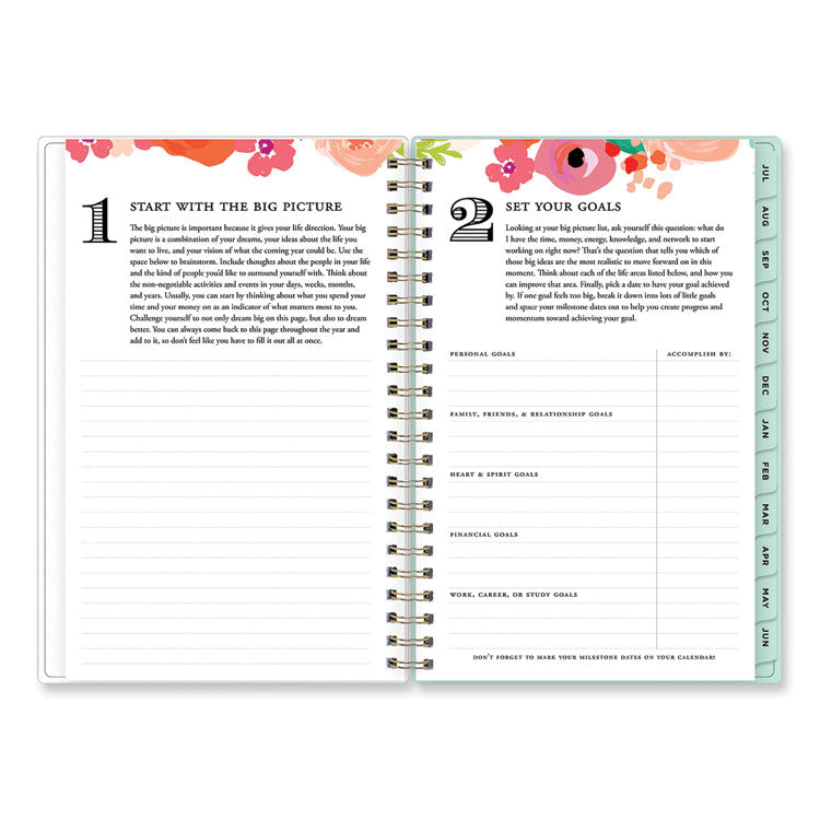 Blue Sky® Day Designer “Secret Garden Mint” Academic Weekly/Monthly Twin-Wire Notes Planner, 8 x 5, 12-Month (July to June): 2022-2023 (BLS137900A23)