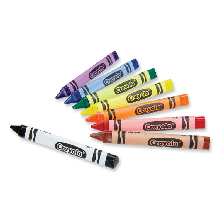 Crayola® Washable Tripod Grip Crayons, Assorted Colors, 8/Pack (CYO811460) Pack of 8