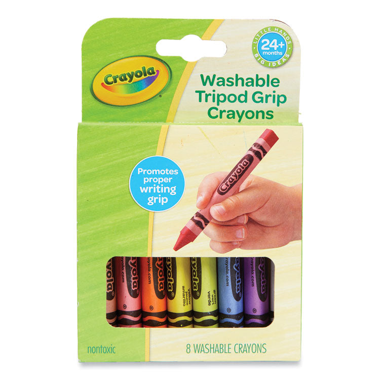 Crayola® Washable Tripod Grip Crayons, Assorted Colors, 8/Pack (CYO811460) Pack of 8