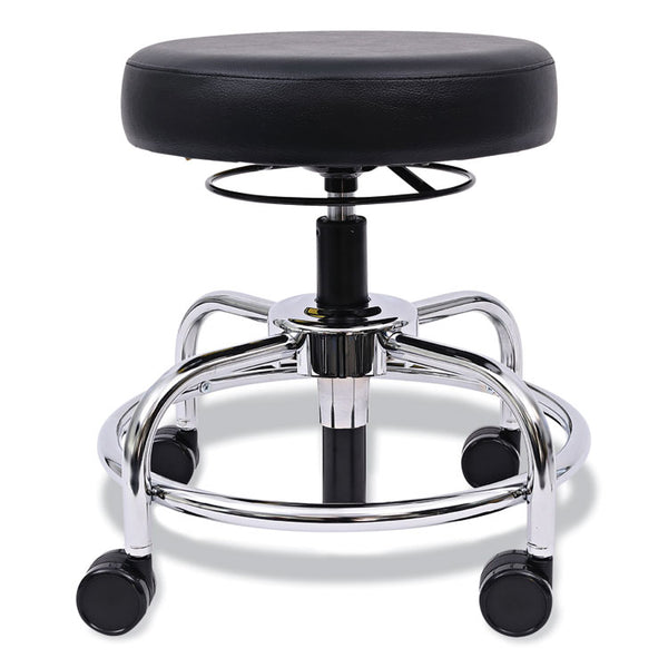 Alera® Alera HL Series Height-Adjustable Utility Stool, Backless, Supports Up to 300 lb, 24" Seat Height, Black Seat, Chrome Base (ALECS614)