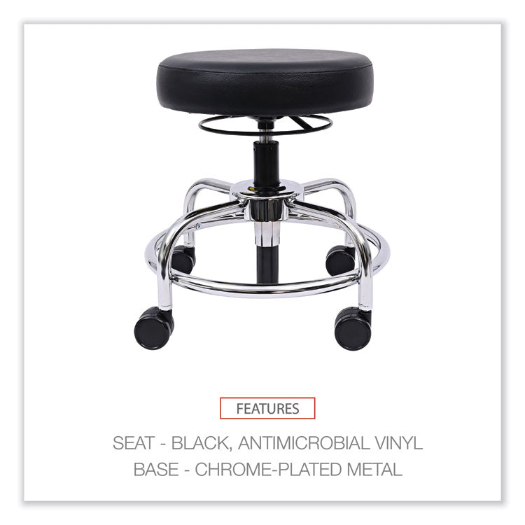 Alera® Alera HL Series Height-Adjustable Utility Stool, Backless, Supports Up to 300 lb, 24" Seat Height, Black Seat, Chrome Base (ALECS614)