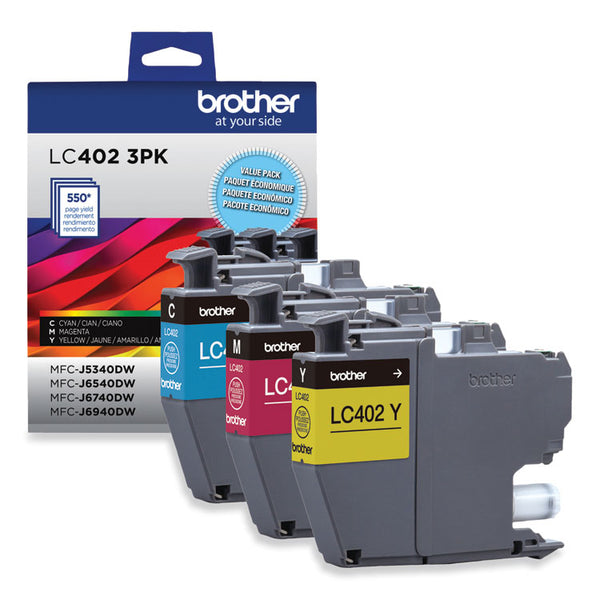 Brother LC4023PKS Ink, 550 Page-Yield, Cyan/Magenta/Yellow, 3/Pack (BRTLC4023PKS)