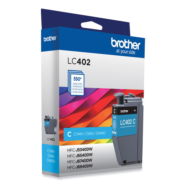 Brother LC402CS Ink, 550 Page-Yield, Cyan (BRTLC402CS)