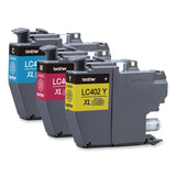 Brother LC402XL3PKS High-Yield Ink, 1,500 Page-Yield, Cyan/Magenta/Yellow (BRTLC402XL3PKS)