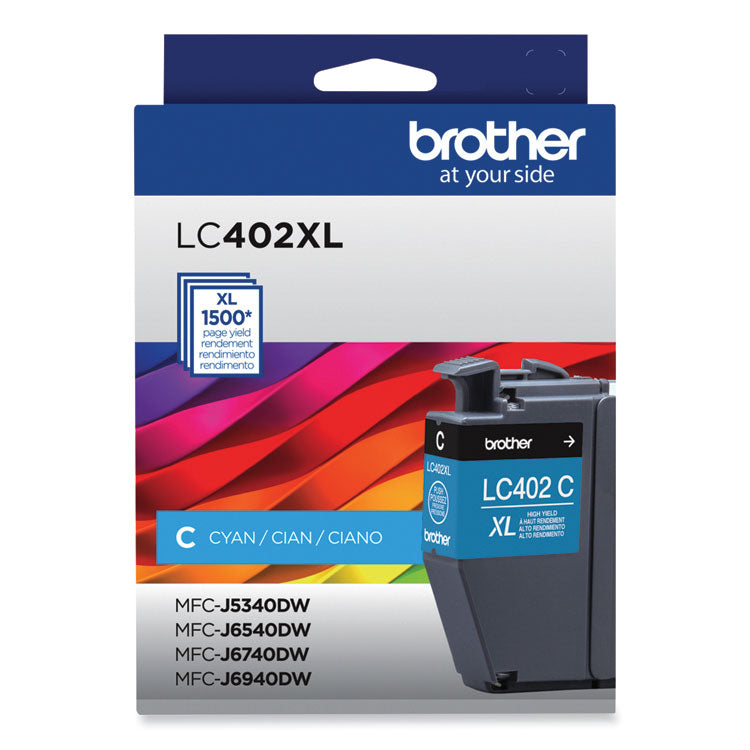 Brother LC402XLCS High-Yield Ink, 1,500 Page-Yield, Cyan (BRTLC402XLCS)