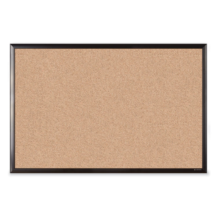 U Brands Cork Bulletin Board with Black Aluminum Frame, 35 x 23, Tan Surface (UBR2880U0001) Each