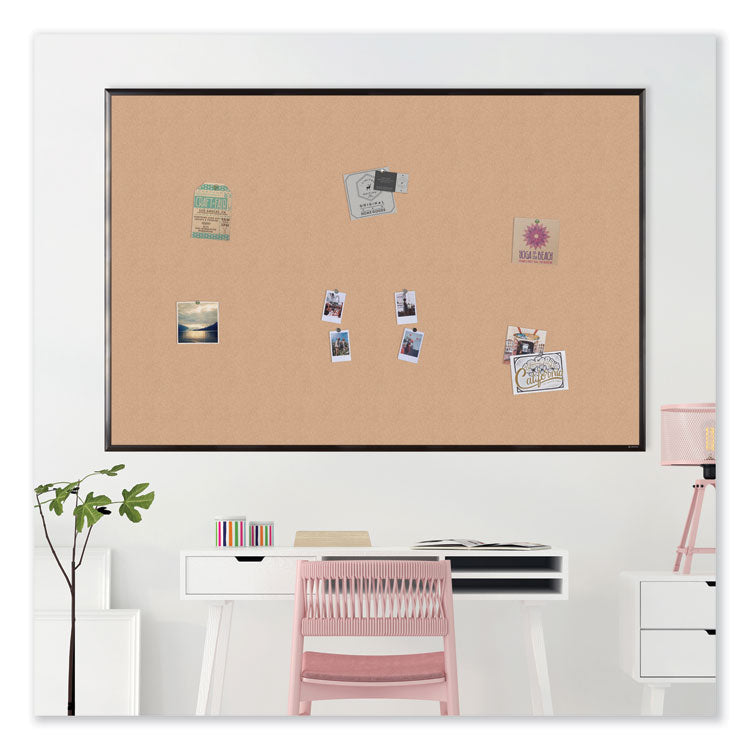 U Brands Cork Bulletin Board with Black Aluminum Frame, 70 x 47, Tan Surface (UBR2882U0001) Each