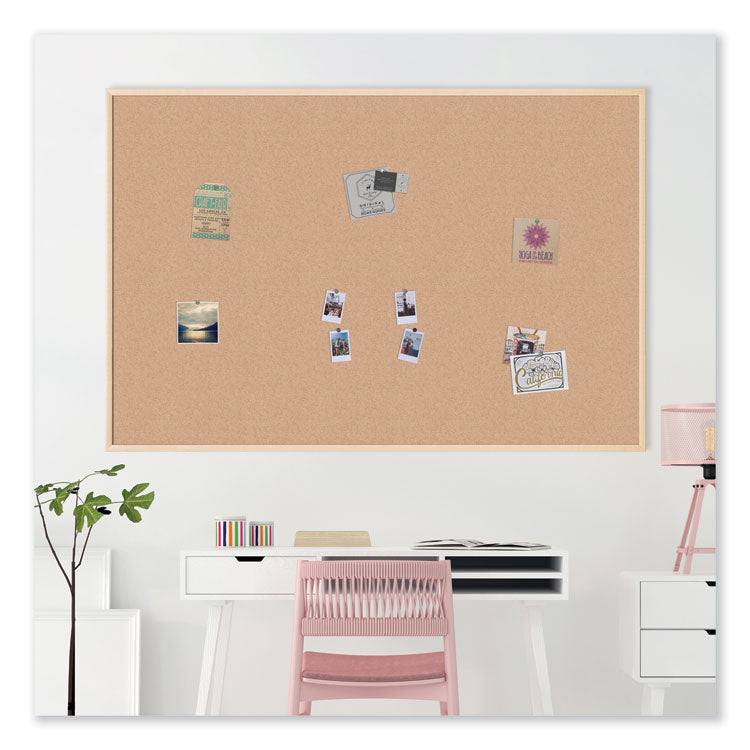 U Brands Cork Bulletin Board, 70 x 47, Tan Surface, Birch Wood Frame (UBR2872U0001) Each