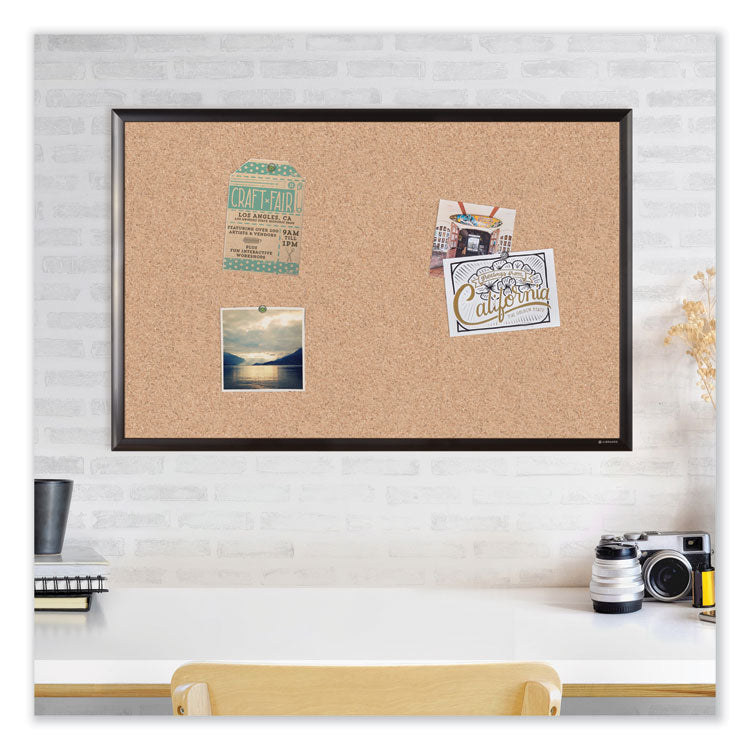 U Brands Cork Bulletin Board with Black Aluminum Frame, 35 x 23, Tan Surface (UBR2880U0001) Each