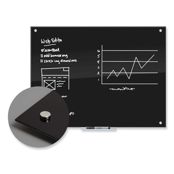 U Brands Black Glass Dry Erase Board, 35 x 23, Black Surface (UBR170U0001)