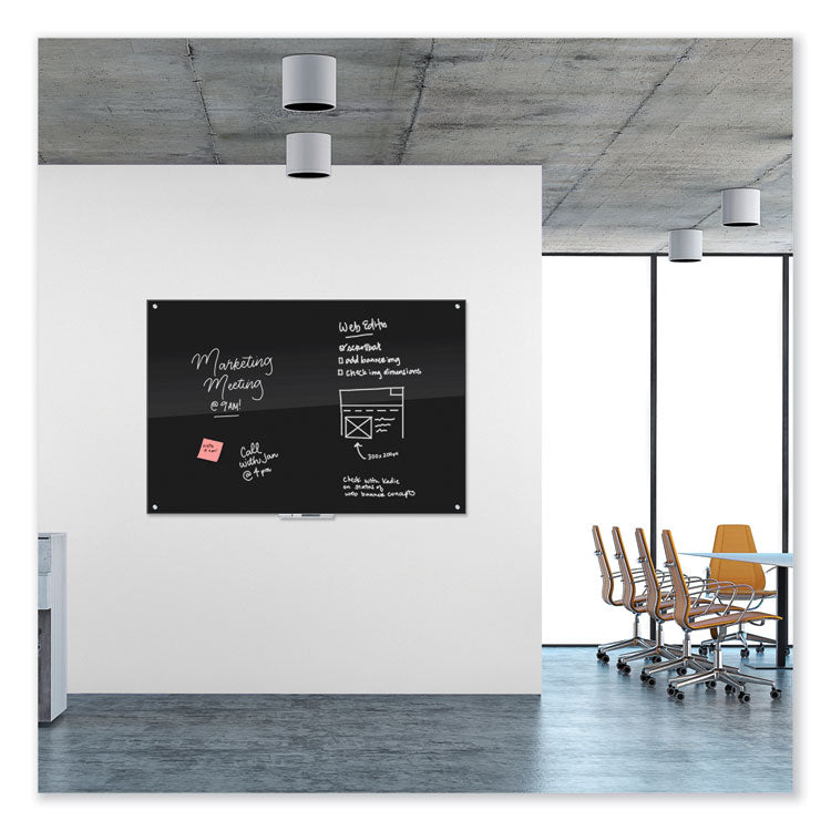 U Brands Black Glass Dry Erase Board, 70 x 47, Black Surface (UBR173U0001) Each