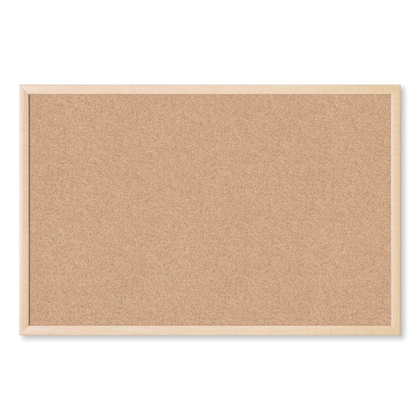 U Brands Cork Bulletin Board, 35 x 23, Tan Surface, Birch Wood Frame (UBR266U0001)