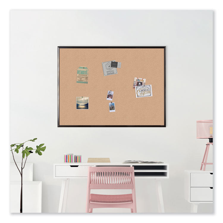 U Brands Cork Bulletin Board with Black Aluminum Frame, 47 x 35, Tan Surface (UBR050U0001) Each
