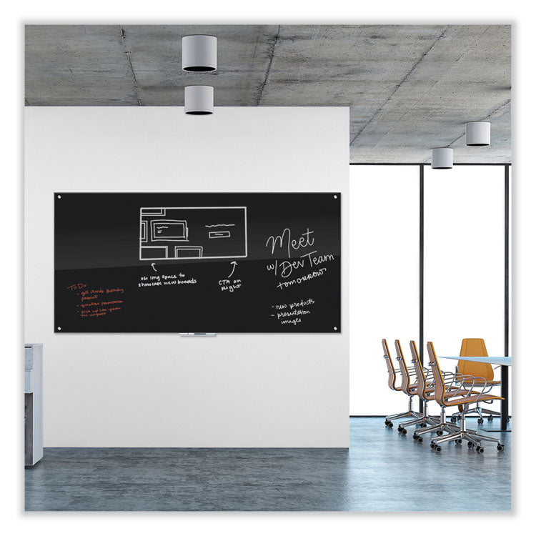 U Brands Black Glass Dry Erase Board, 96 x 47, Black Surface (UBR3015U0001) Each