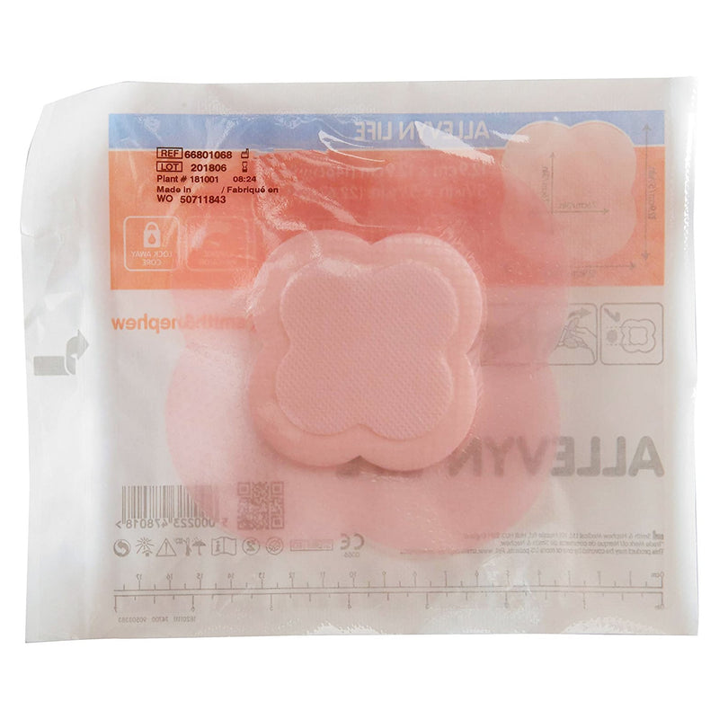 Allevyn Life Foam Dressing 5--1/16 X 5-1/16 Inch With Border Film Backing Silicone Gel Adhesive Quadrilobe Sterile (834485_EA) 1/EA