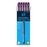 Schneider® Slider Basic Ballpoint Pen, Stick, Extra-Bold 1.4 mm, Violet Ink, Violet Barrel, 10/Box (RED151208) Box of 10