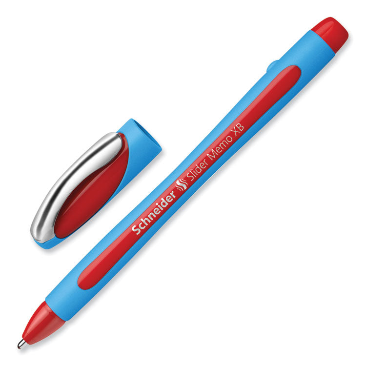 Schneider® Slider Memo XB Ballpoint Pen, Stick, Extra-Bold 1.4 mm, Red Ink, Red/Light Blue Barrel, 10/Box (RED150202) Box of 10