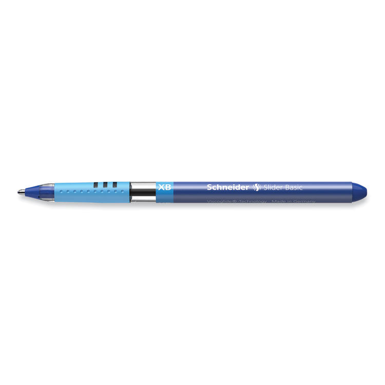 Schneider® Slider Basic Ballpoint Pen, Stick, Extra-Bold 1.4 mm, Blue Ink, Blue Barrel, 10/Box (RED151203) Box of 10