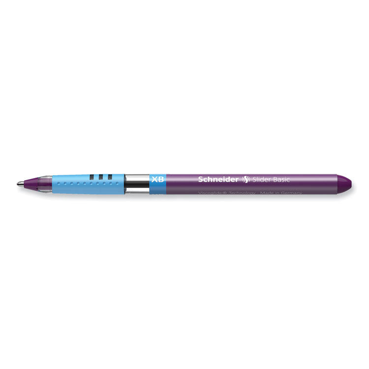 Schneider® Slider Basic Ballpoint Pen, Stick, Extra-Bold 1.4 mm, Violet Ink, Violet Barrel, 10/Box (RED151208) Box of 10