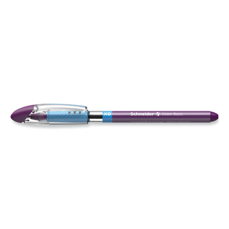 Schneider® Slider Basic Ballpoint Pen, Stick, Extra-Bold 1.4 mm, Violet Ink, Violet Barrel, 10/Box (RED151208) Box of 10