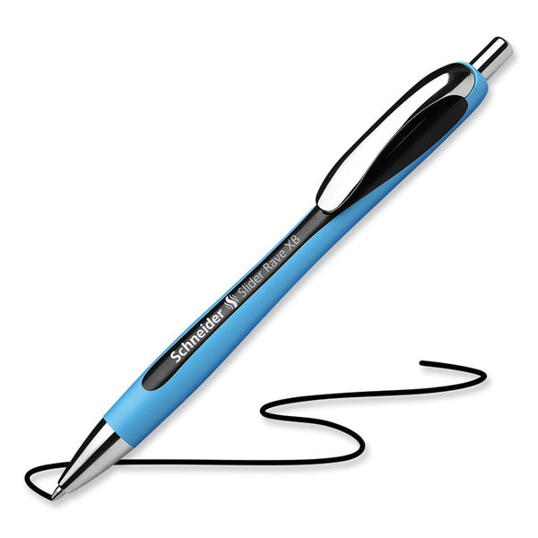 Schneider® Slider Rave XB Ballpoint Pen, Retractable, Extra-Bold 1.4 mm, Black Ink, Black/Light Blue Barrel (RED132501)