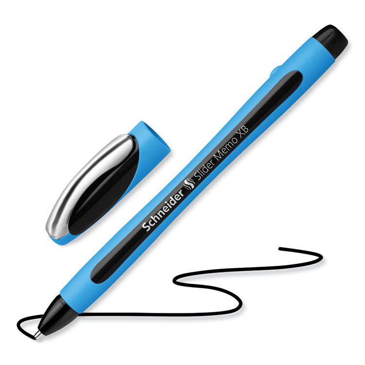 Schneider® Slider Memo XB Ballpoint Pen, Stick, Extra-Bold 1.4 mm, Black Ink, Black/Light Blue Barrel, 10/Box (RED150201)