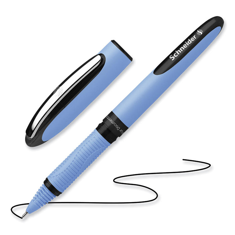 Schneider® One Hybrid N Roller Ball Pen, Stick, Fine 0.5 mm, Black Ink, Blue Barrel, 10/Box (RED183501)