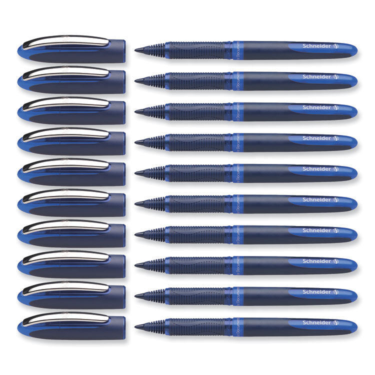 Schneider® One Business Roller Ball Pen, Stick, Fine 0.6 mm, Blue Ink, Blue Barrel, 10/Box (RED183003)