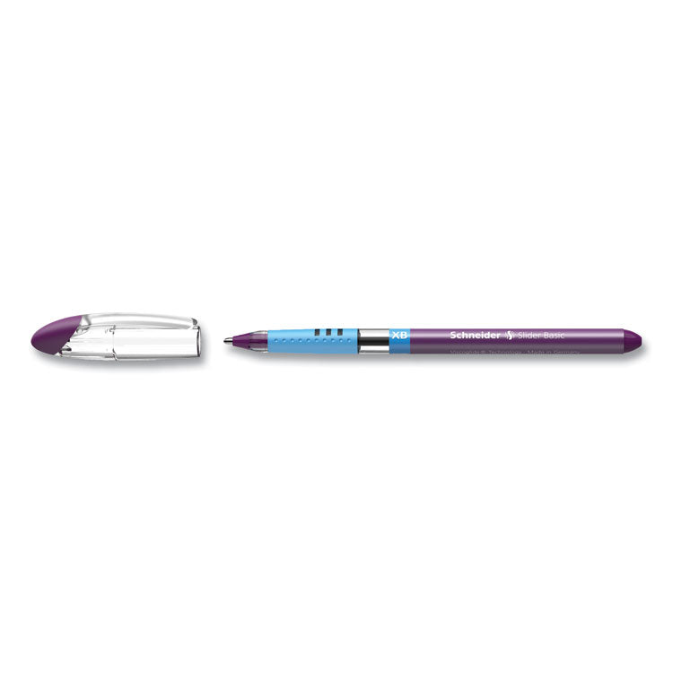 Schneider® Slider Basic Ballpoint Pen, Stick, Extra-Bold 1.4 mm, Violet Ink, Violet Barrel, 10/Box (RED151208) Box of 10