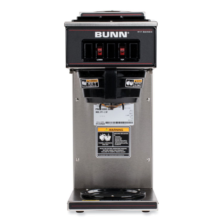 BUNN® VP17-2 12-Cup Pourover Coffee Brewer, Black/Stainless Steel, Ships in 7-10 Business Days (BUN133000002) Each