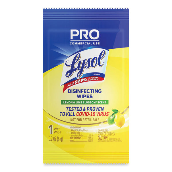 LYSOL® Brand Professional Disinfecting Wipe Single Count Packet, 1-Ply, 6 x 7, Lemon and Lime Blossom, White, 300 Packets/Carton (RAC99860CT)