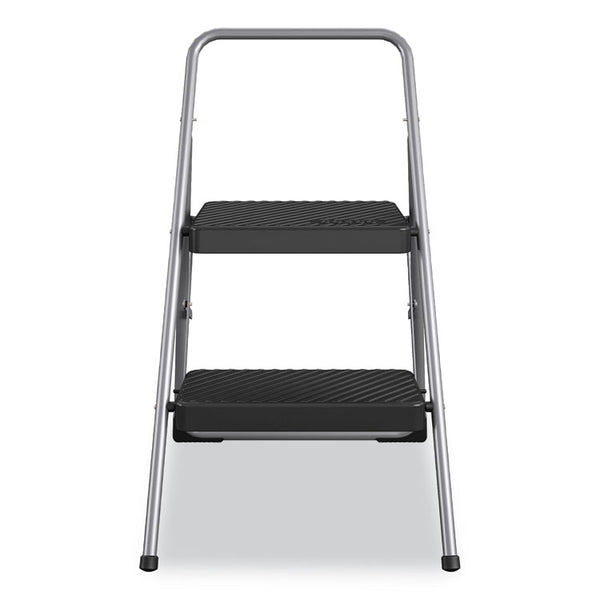 Cosco® 2-Step Folding Steel Step Stool, 200 lb Capacity, 28.13" Working Height, Cool Gray (CSC11137PBL1E)
