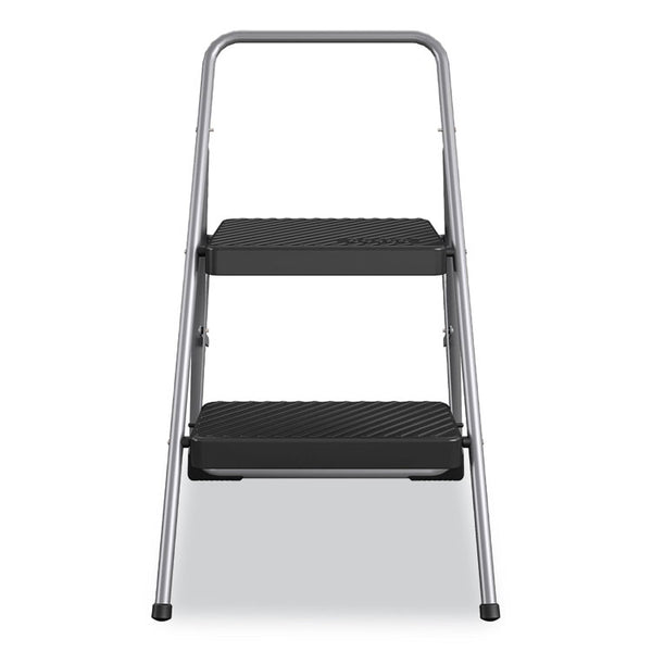 Cosco® 2-Step Folding Steel Step Stool, 200 lb Capacity, 28.13" Working Height, Cool Gray (CSC11137PBL1E) Each