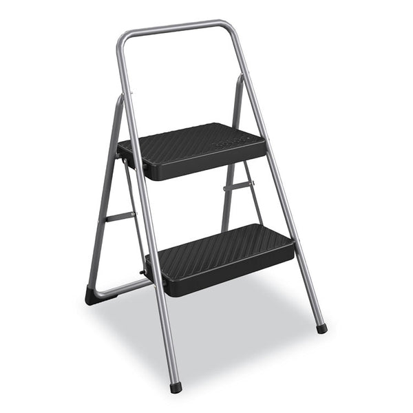 Cosco® 2-Step Folding Steel Step Stool, 200 lb Capacity, 28.13" Working Height, Cool Gray (CSC11137PBL1E) Each