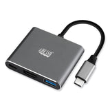 Adesso 3-in-1 USB-C Multi-Port TAA Compliant Docking Station, HDMI, USB-C, USB 3 A+PD, Black/Gray (ADEAUH4010) Each