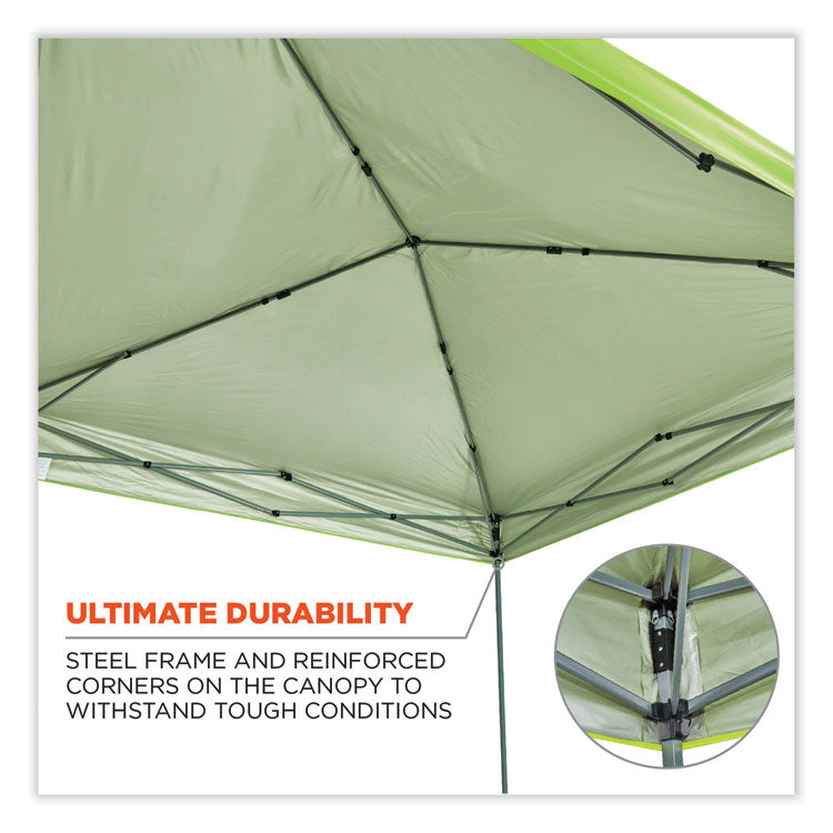 ergodyne® Shax 6010 Lightweight Pop-Up Tent, Single Skin, 10 ft x 10 ft, Polyester/Steel, Lime, Ships in 1-3 Business Days (EGO12910)