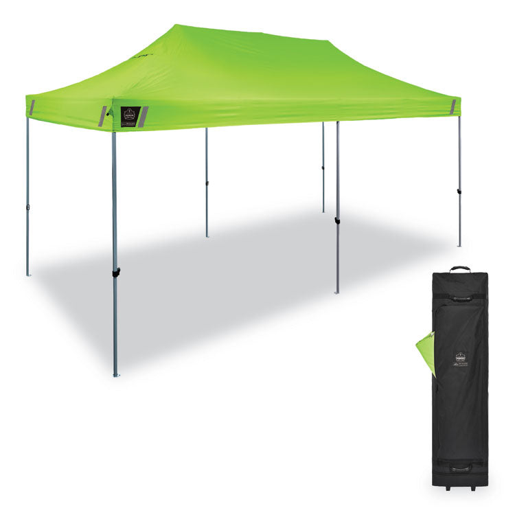 ergodyne® Shax 6015 Heavy-Duty Pop-Up Tent, Single Skin, 10 ft x 20 ft, Polyester/Steel, Lime, Ships in 1-3 Business Days (EGO12915)
