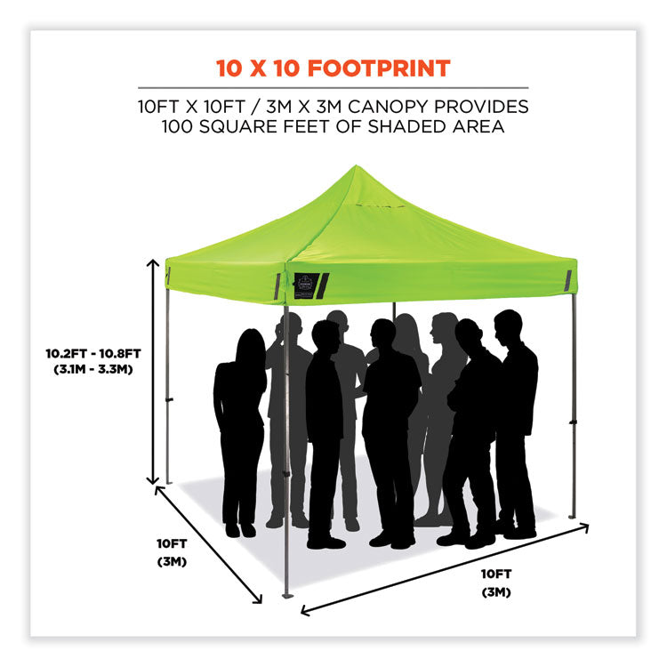 ergodyne® Shax 6051 Heavy-Duty Pop-Up Tent Kit, Single Skin, 10 ft x 10 ft, Polyester/Steel, Lime, Ships in 1-3 Business Days (EGO12951)