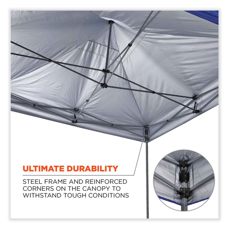 ergodyne® Shax 6051 Heavy-Duty Pop-Up Tent Kit, Single Skin, 10 ft x 10 ft, Polyester/Steel, Blue, Ships in 1-3 Business Days (EGO12952)