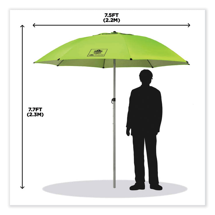ergodyne® Shax 6100 Lightweight Work Umbrella, 90" Span, 92.4" Long, Lime Canopy, Ships in 1-3 Business Days (EGO12967)