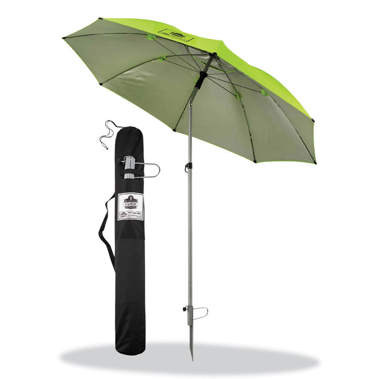 ergodyne® Shax 6100 Lightweight Work Umbrella, 90" Span, 92.4" Long, Lime Canopy, Ships in 1-3 Business Days (EGO12967)