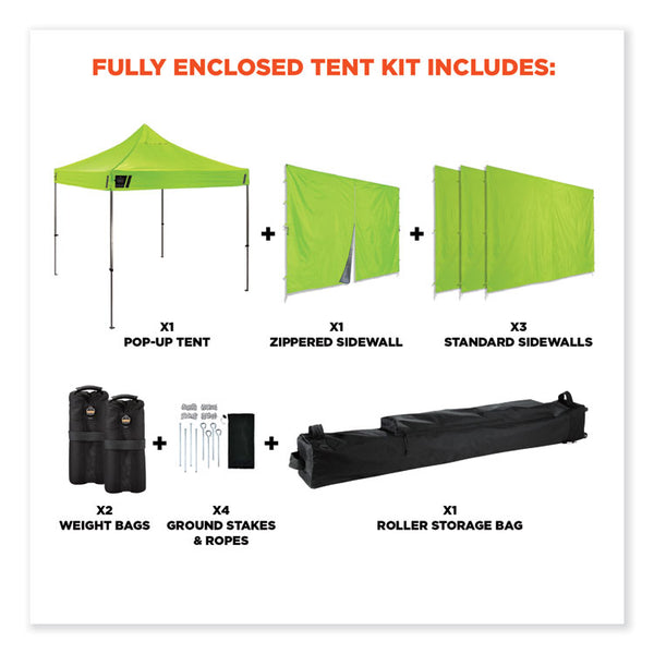 ergodyne® Shax 6053 Enclosed Pop-Up Tent Kit, Single Skin, 10 ft x 10 ft, Polyester/Steel, Lime, Ships in 1-3 Business Days (EGO12976)