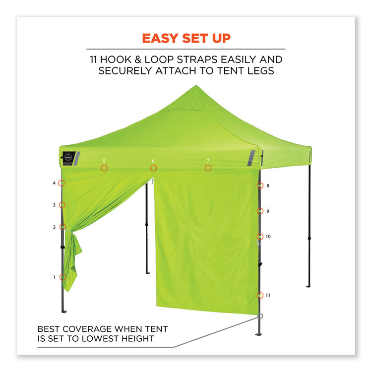 ergodyne® Shax 6096 Pop-Up Tent Sidewall with Zipper, Single Skin, 10 ft x 10 ft, Polyester, Lime, Ships in 1-3 Business Days (EGO12978)