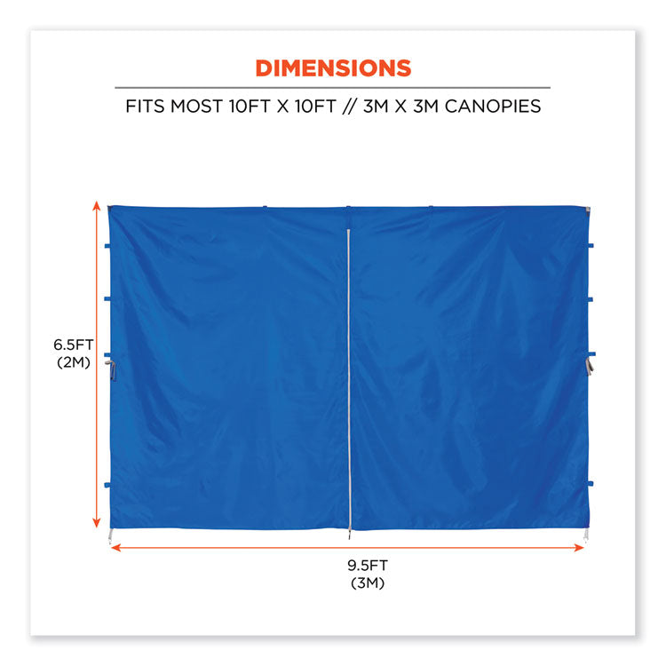 ergodyne® Shax 6096 Pop-Up Tent Sidewall with Zipper, Single Skin, 10 ft x 10 ft, Polyester, Blue, Ships in 1-3 Business Days (EGO12979)