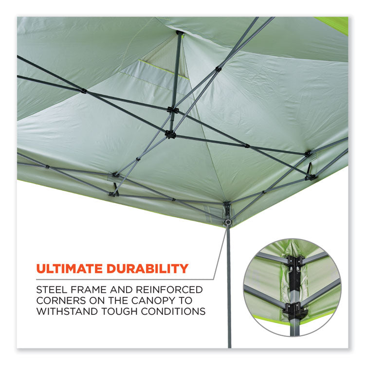 ergodyne® Shax 6052 Heavy-Duty Tent Kit + Mesh Windows, Single Skin, 10 ft x 10 ft,  Polyester/Steel, Lime, Ships in 1-3 Business Days (EGO12983)