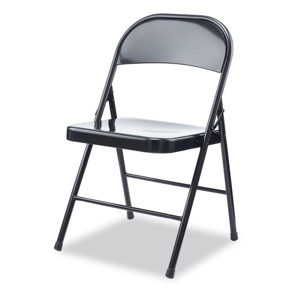 Alera® Armless Steel Folding Chair, Supports Up to 275 lb, Black Seat, Black Back, Black Base, 4/Carton (ALECA941)