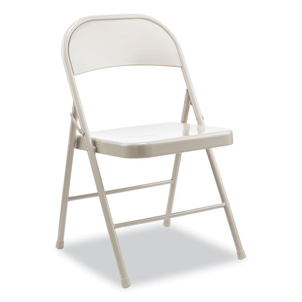 Alera® Armless Steel Folding Chair, Supports Up to 275 lb, Taupe Seat, Taupe Back, Taupe Base, 4/Carton (ALECA944)