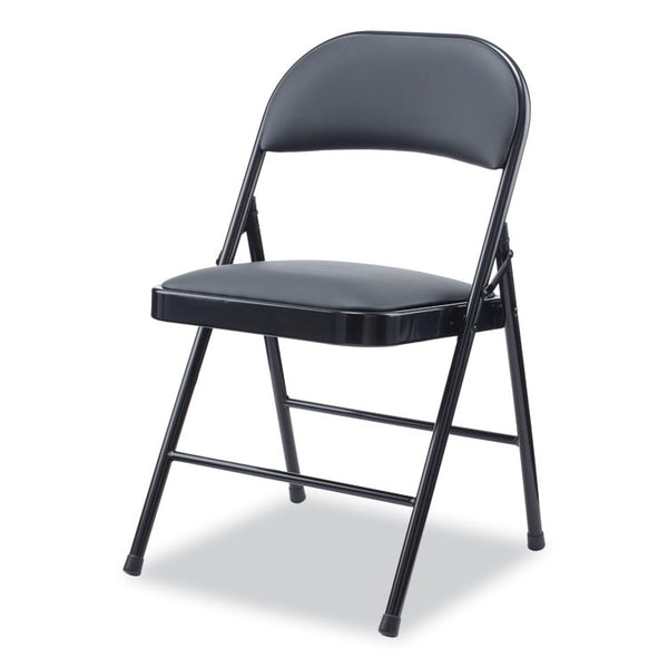 Alera® Alera PU Padded Folding Chair, Supports Up to 250 lb, Black Seat, Black Back, Black Base, 4/Carton (ALECA9416)