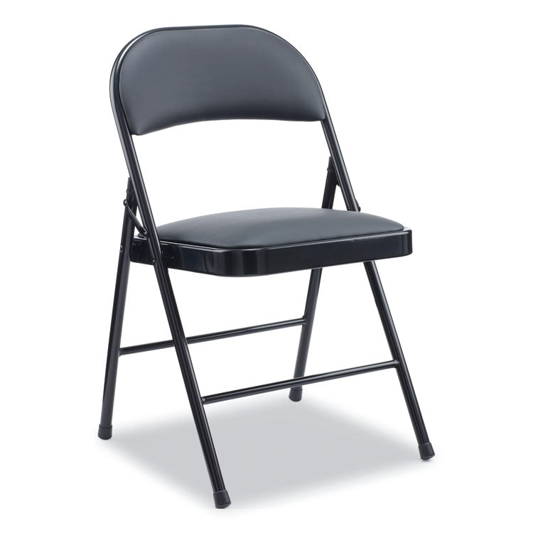 Alera® Alera PU Padded Folding Chair, Supports Up to 250 lb, Black Seat, Black Back, Black Base, 4/Carton (ALECA9416)